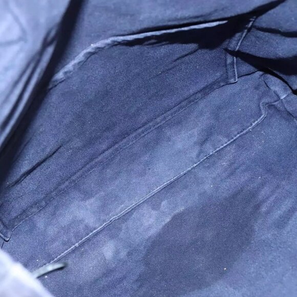 HERMES Fourre Tout Cabas Tote Bag Canvas Navy Khaki Auth ti2566 - Picture 10 of 15